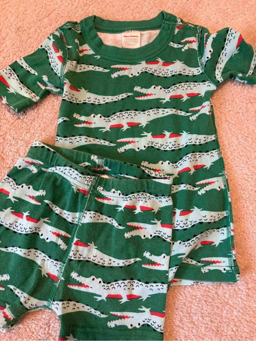 Hanna Andersson Green Crocodile Print Kids Pajama Set